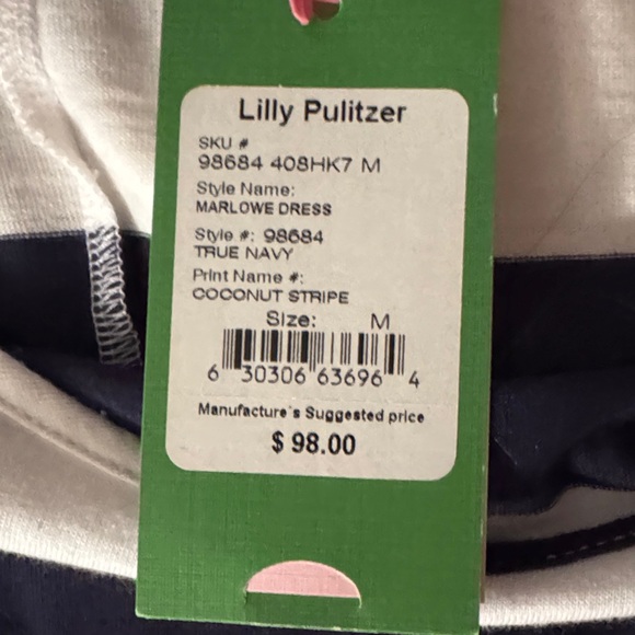Lilly Pulitzer Navy & White Marlowe Coconut Stripe Pima Cotton Tee Shirt Dress - Picture 8 of 8